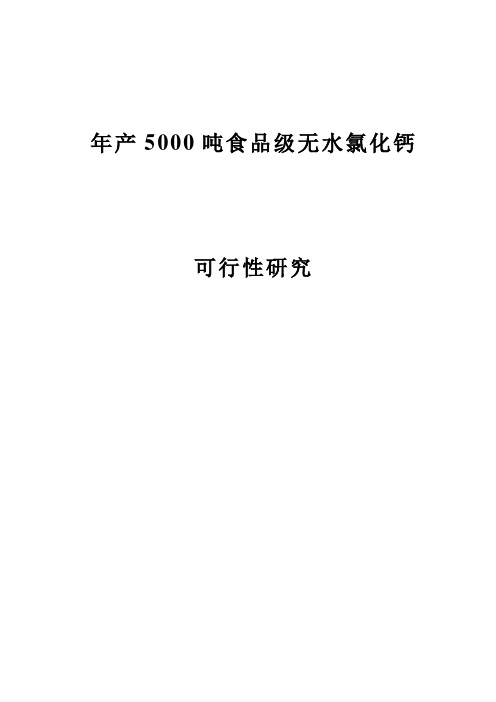 年产15000吨氯化钙可研报告(盐酸石灰石)