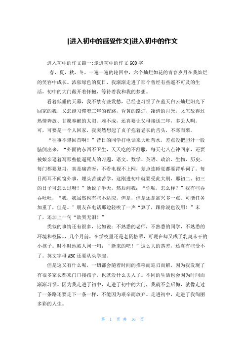 [进入初中的感受作文]进入初中的作文