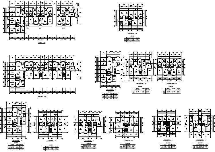 11层框架结构住宅楼全套平面设计CAD图纸（含10张户型图）