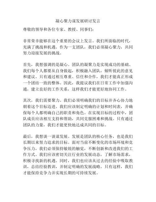 凝心聚力谋发展研讨发言