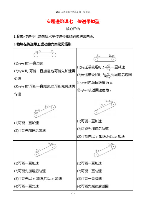 2025人教版高中物理必修一知识点-专题进阶课七 传送带模型