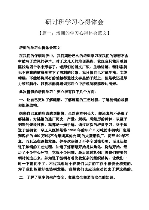 研讨班学习心得体会