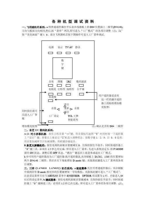 TCL各种机芯进入工厂菜单的方法(新)