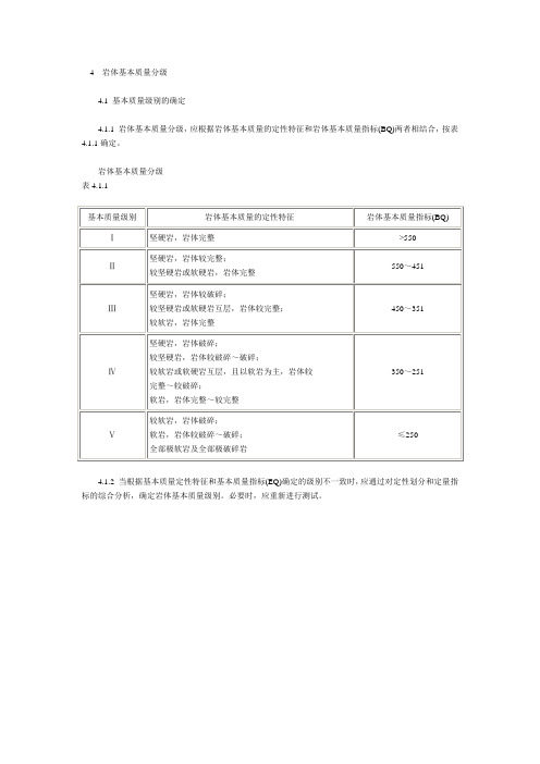 工程岩体分级标准GB502184 岩体基本质量分级