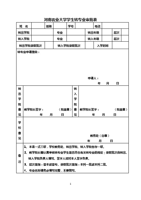 学生转专业审批表