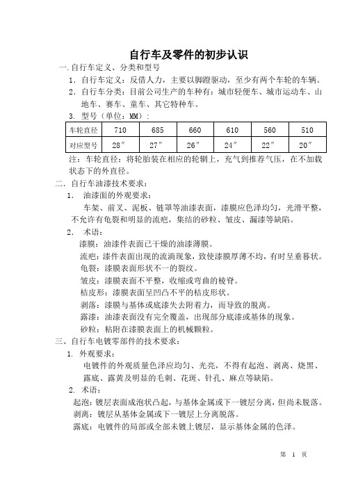 自行车及零件的认识 