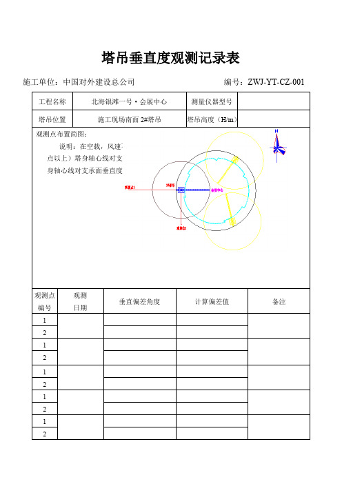 塔吊垂直度观测记录表