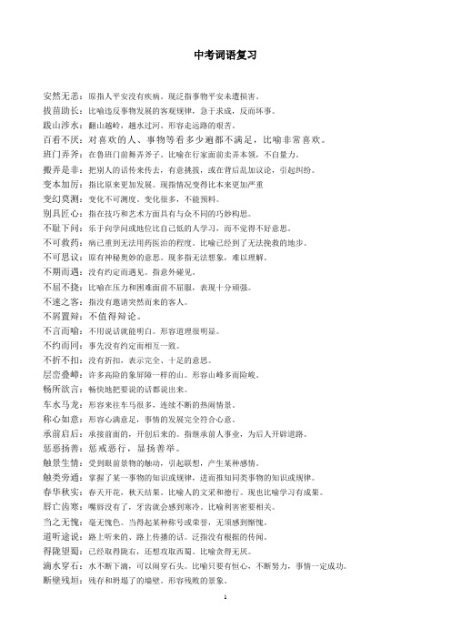 2011中考说明字词四字词义定稿
