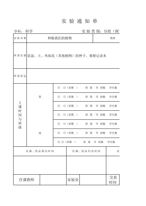 小学实验通知单