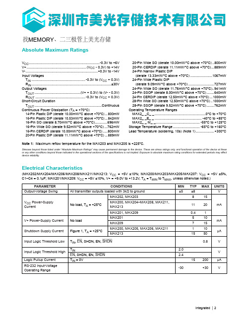 MEMORY存储芯片MAX207CAG+T中文规格书