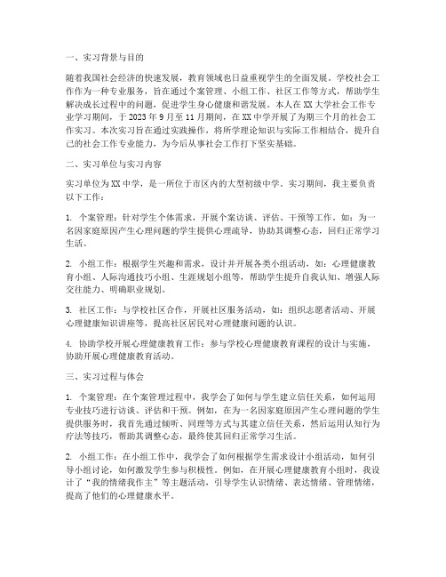 学校社会工作实习报告