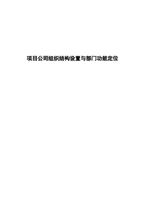 项目公司组织结构设置与部门功能定位