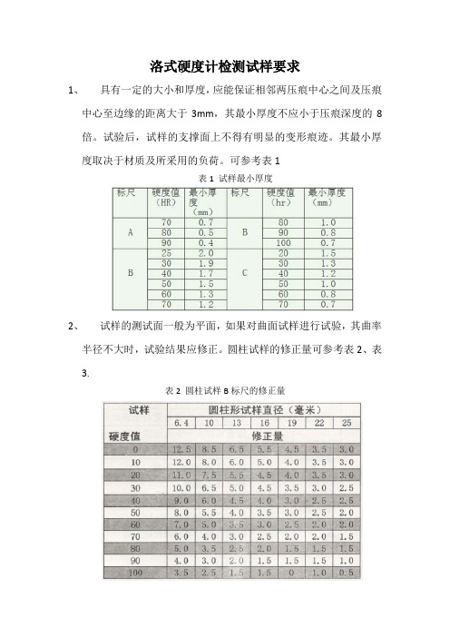 硬度计检测试样要求