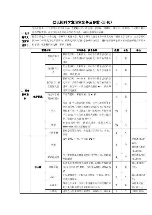 幼儿园科学发现室配备及参数(B包)