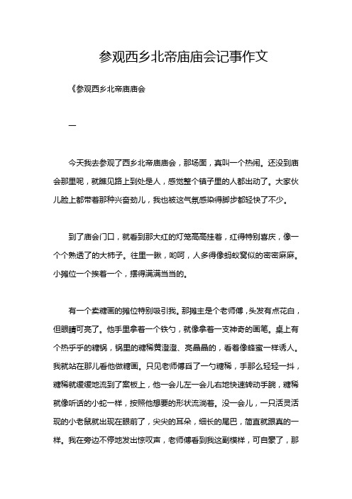 参观西乡北帝庙庙会记事作文