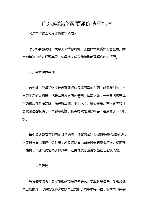 广东省综合素质评价填写指南