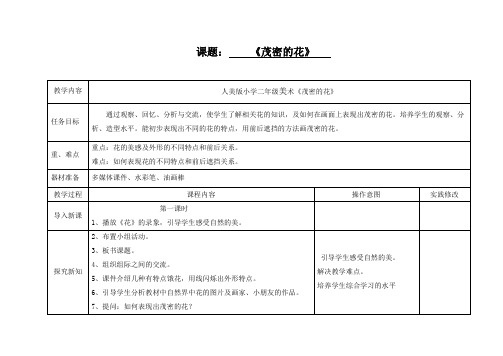 人美版小学二年级美术《茂密的花》 教学设计