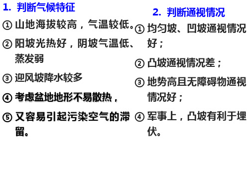 等高线地形图的应用知识清单