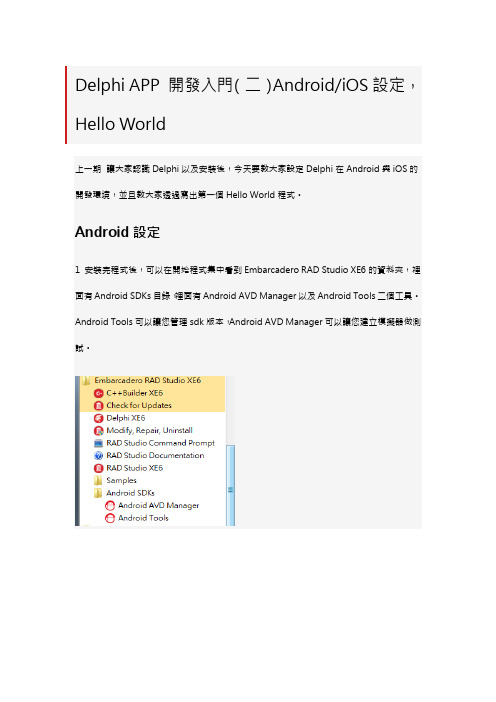 Delphi APP 开发入门(二)设定