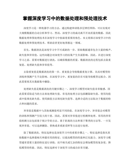 掌握深度学习中的数据处理和预处理技术