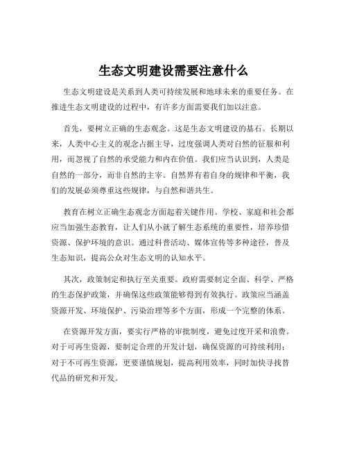 生态文明建设需要注意什么