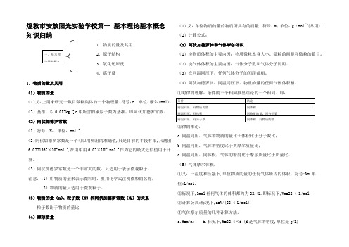 高中化学第一 基本理论基本概念 知识归纳一