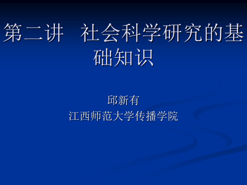 第二讲   社会科学研究的基础知识 社会学方法论ppt