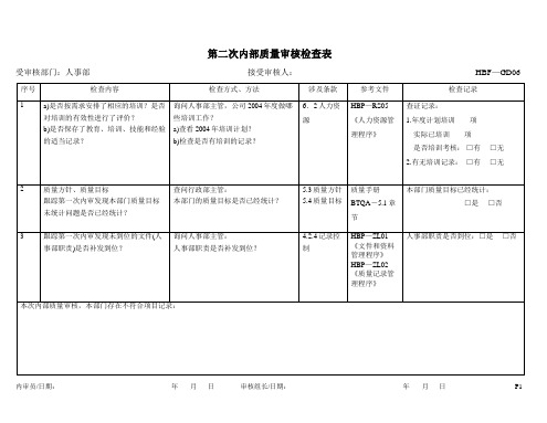 人事部内审检查表