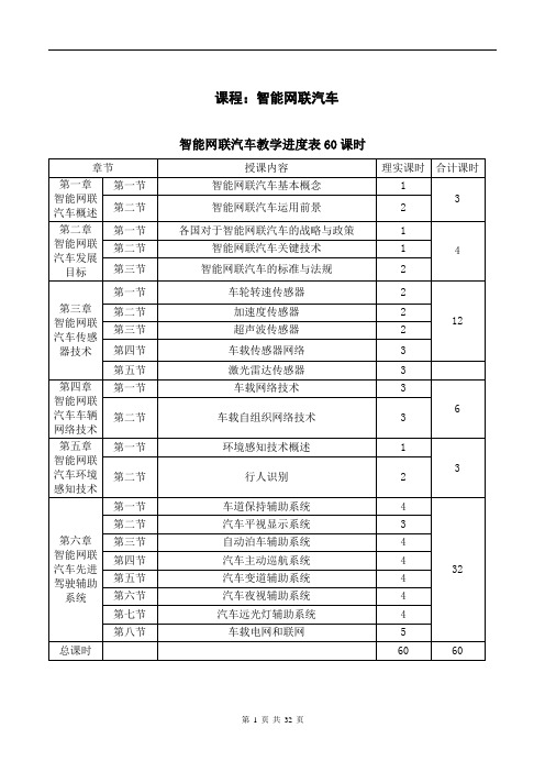 31-智能网联汽车教学进度表与教学大纲60课时