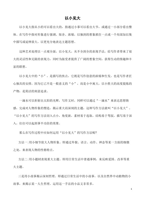 (名师整理)最新部编人教版语文冲刺中考专题复习《记叙文写作技巧：以小见大》精讲精练(含答案)