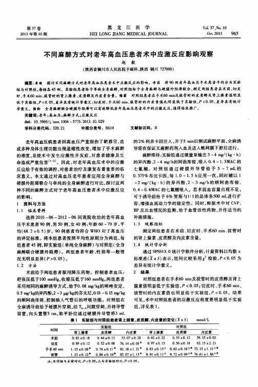 不同麻醉方式对老年高血压患者术中应激反应影响观察