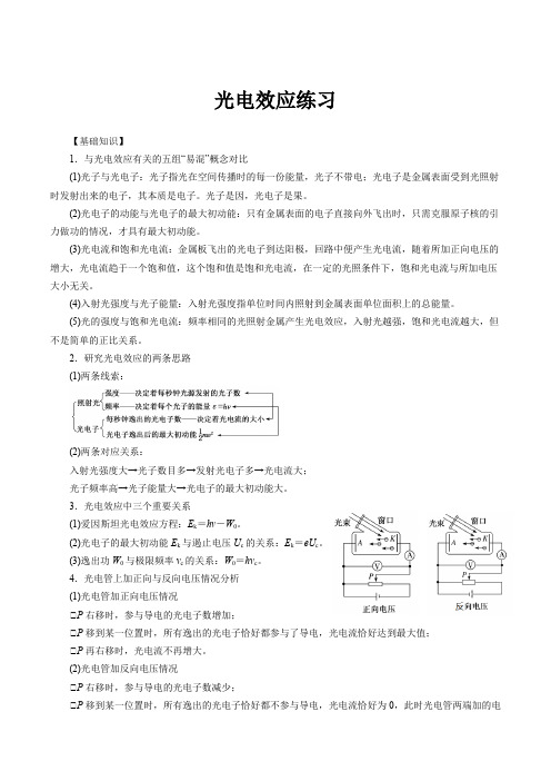 高中物理-光电效应实验练习