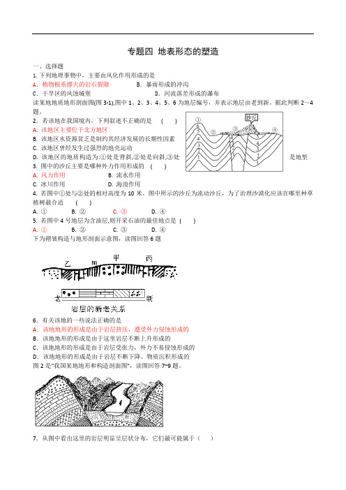 高三自然地理基本原理练习：专题四地表形态的塑造(广东地区) .doc