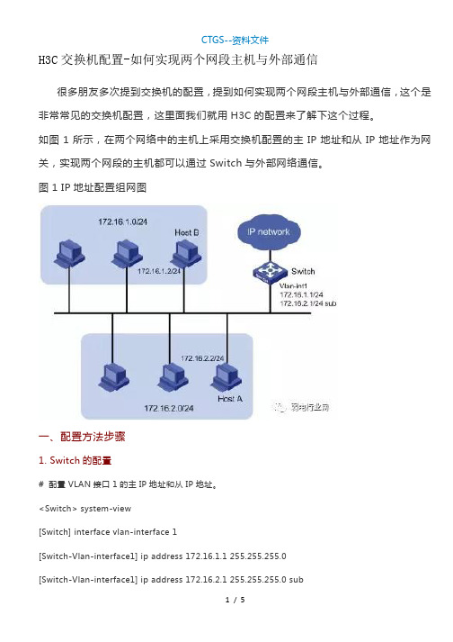 [ZA]H3C交换机配置如何实现两个网段主机与外部通讯029