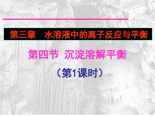 选择性必修1第三章第四节《沉淀溶解平衡》第一课时