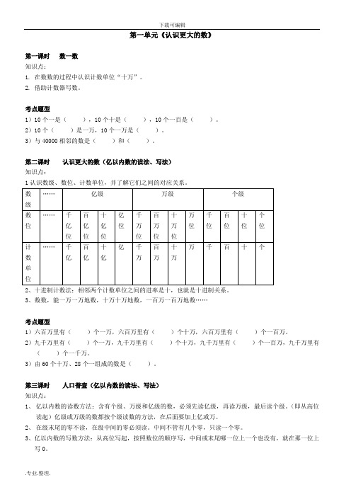 北师大版四年级(上册)数学知识点总结