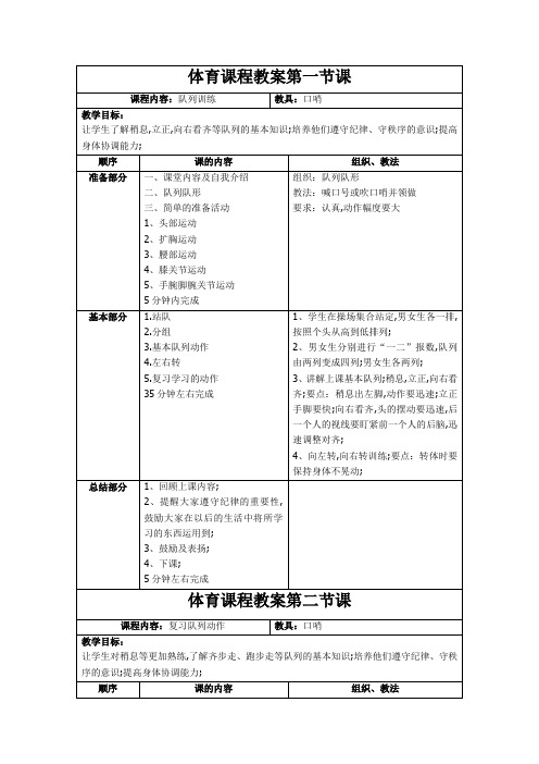 小学支教体育教案