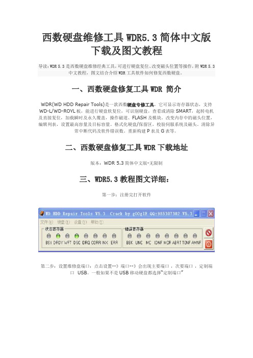 西数硬盘维修工具WDR5.3简体中文版下载及图文教程