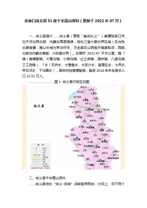 张家口尚义县31座千米高山资料（更新于2022年07月）