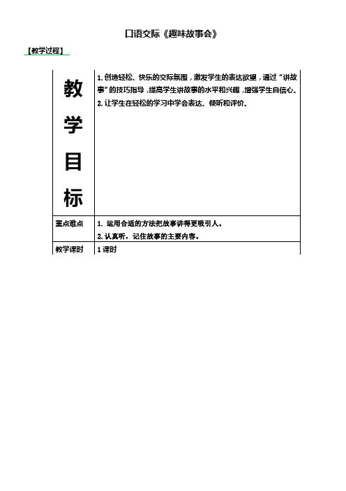 最新部编人教版三年级语文下册-口语交际《趣味故事会》-公开课教案