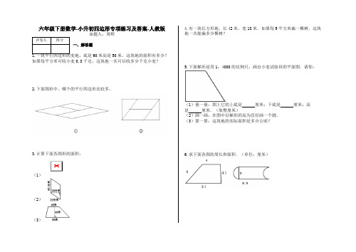 六年级下册数学-小升初四边形专项练习及答案-a15-人教版