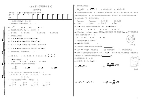 北师大版八年级上学期期中考试数学试题(含答案) (6)