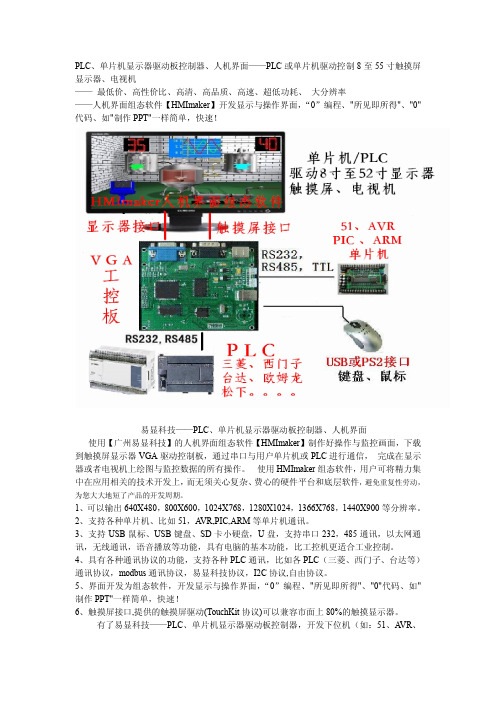 PLC单片机显示器驱动板控制器人机界面——PLC或单片机驱动