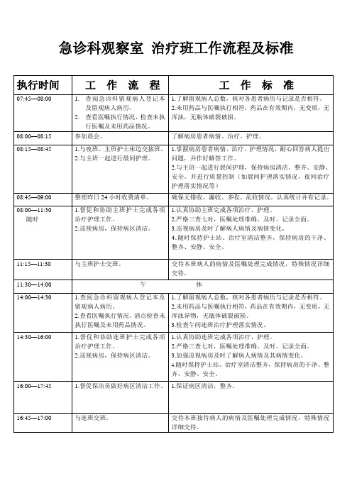 治疗班工作流程及标准