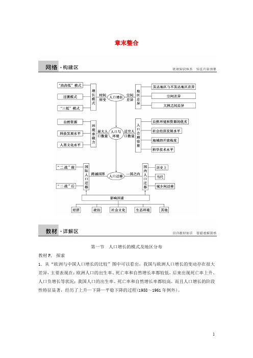 高中地理 第一章 人口的增长、迁移与合理容量章末整合 中图版必修2.