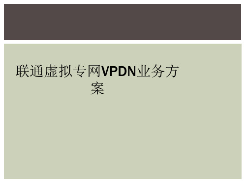 联通虚拟专网VPDN业务方案