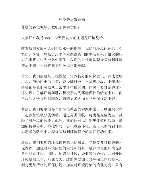 环境整治发言稿