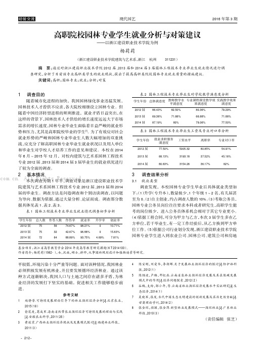 高职院校园林专业学生就业分析与对策建议——以浙江建设职业技术学院为例