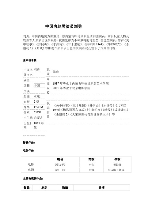 中国内地男演员刘勇