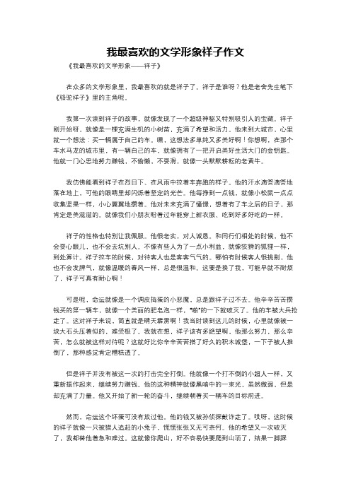 我最喜欢的文学形象祥子作文